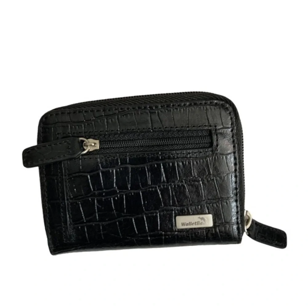 Walletbe embossed leather black wallet